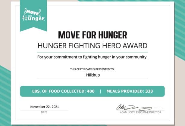 Move For Hunger Certificate