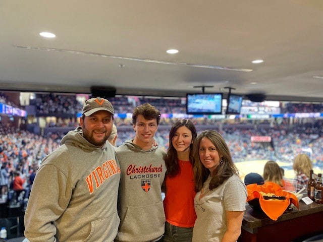 Family in basketball arena