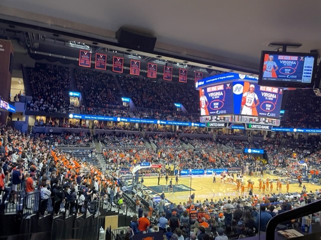 UVA's JPJ basketball arena with Hilldrup branding