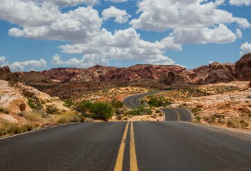 Picture of open road in desert.