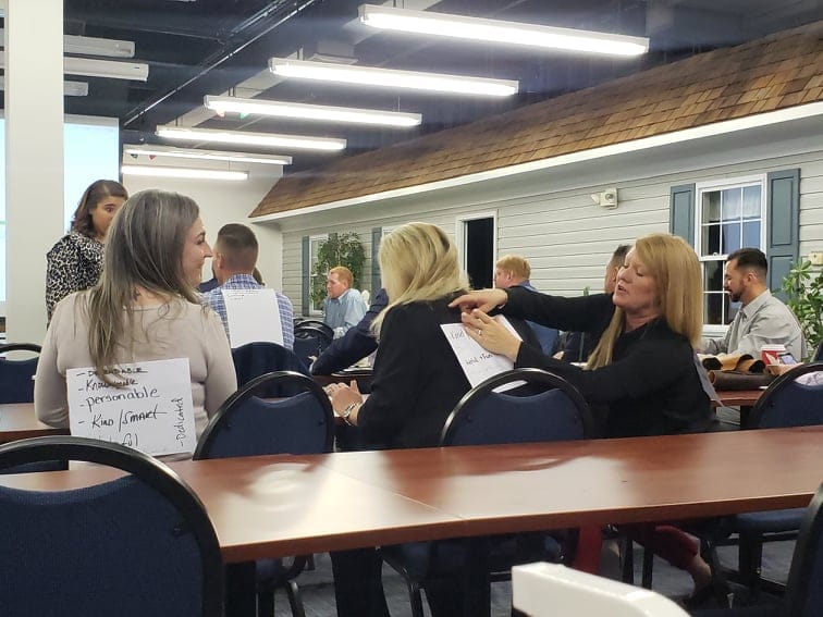 Hilldrup employees engaged in a team-building activity