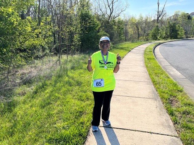 Leslie Tanner completes the Stafford Hospital 5K. 