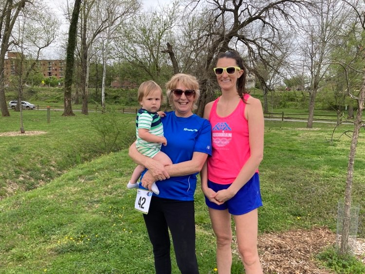 Toni Mohrman completes the Stafford Hospital 5K with her daughter and grandson. 