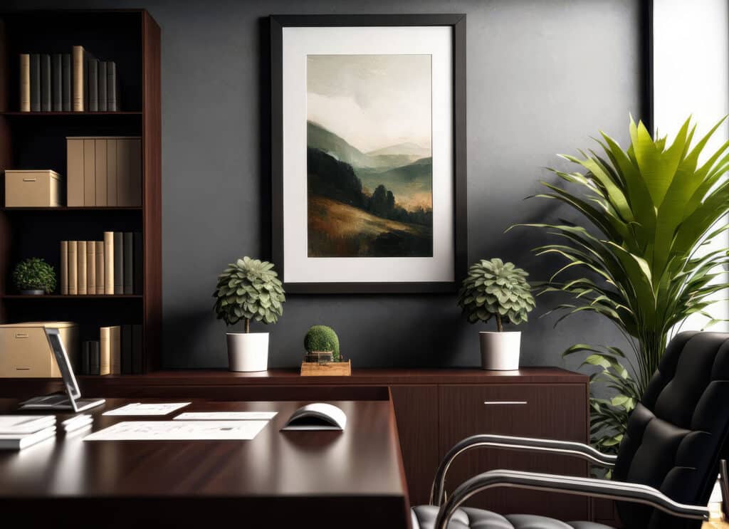 executive office with wood casegoods desk