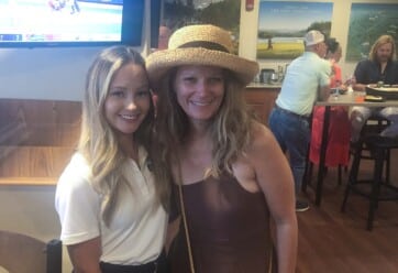 Molly Vickery with guest at Greenville Drive game