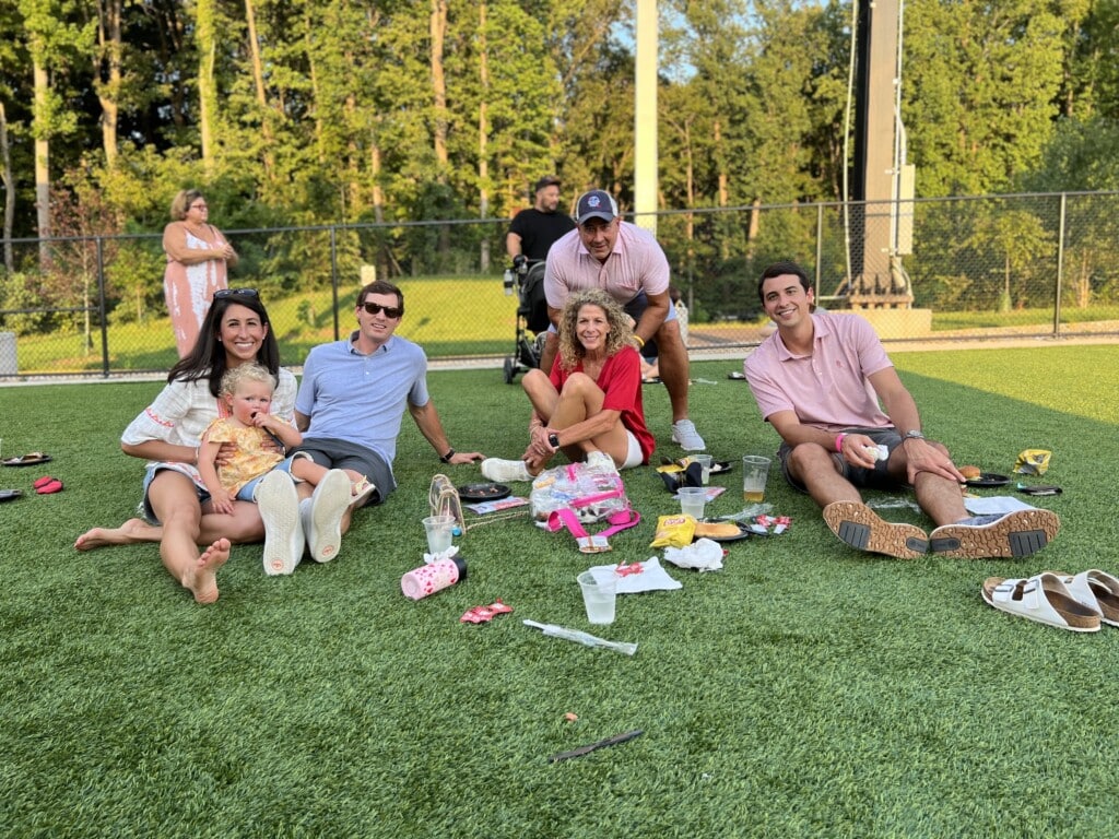 The McDaniel and Hinkebein families at FredNats game