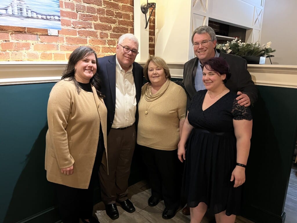 Harold Wood's family at his retirement dinner 
