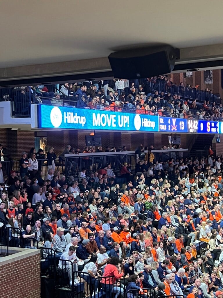 Hilldrup's logo displayed throughout John Paul Jones Arena.