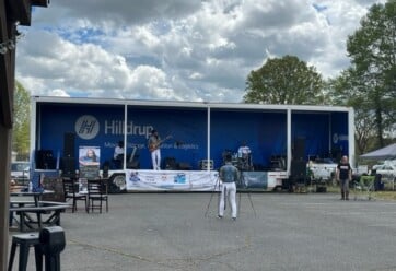 Hilldrup's stage trailer at the SAWs' Dueling Pigs event