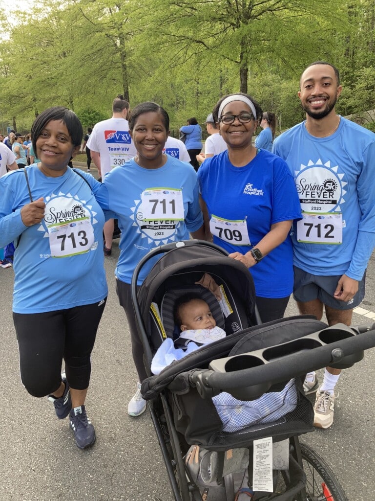 Leslie Tanner and family during Stafford 5K 
