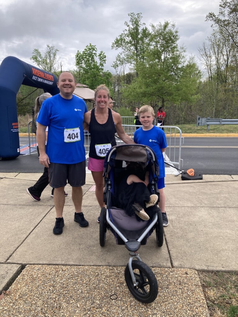 Matt Dodson and family during the Stafford 5K