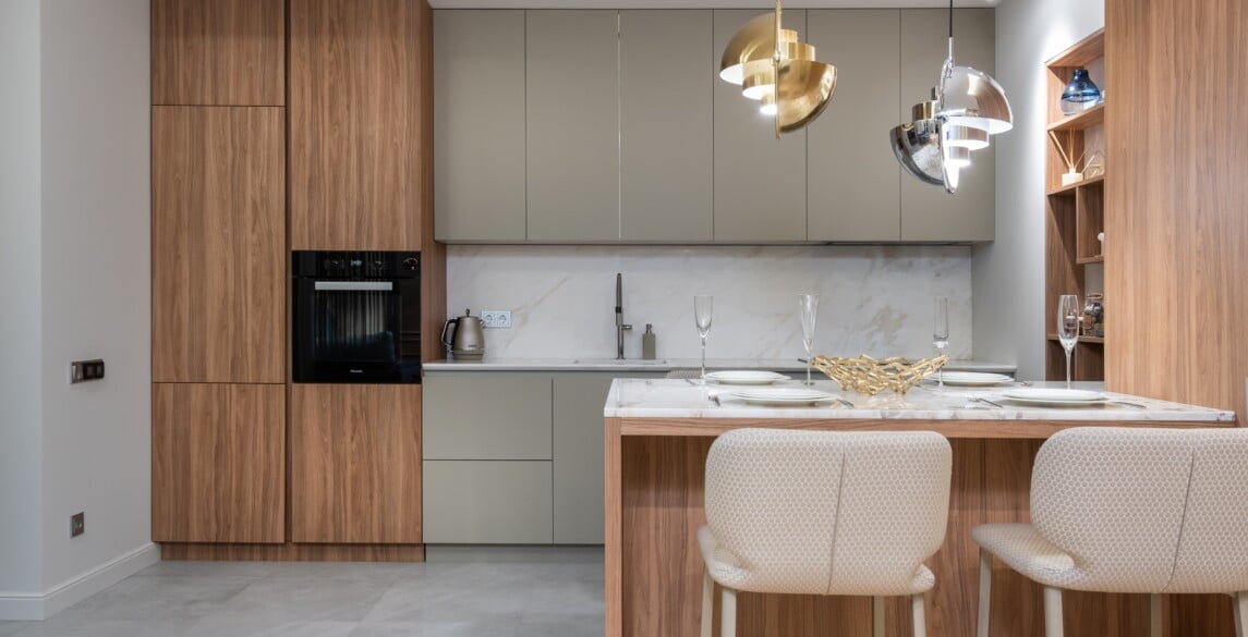 Cabinets in a kitchen.