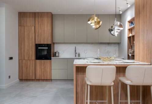 Cabinets in a kitchen.