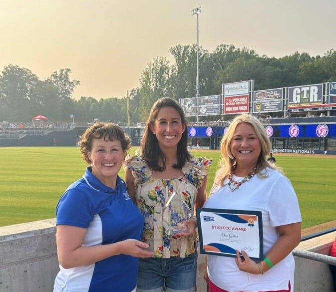 Janel Donohue with Jordan McDaniel Hinkebein and Onie Girton at FredNats Stadium.