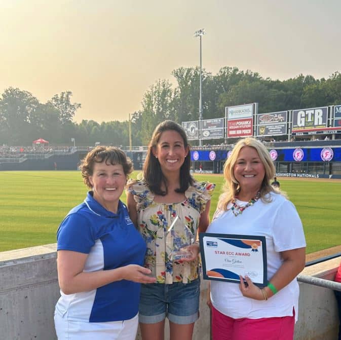 Janel Donohue with Jordan McDaniel Hinkebein and Onie Girton at FredNats Stadium. 