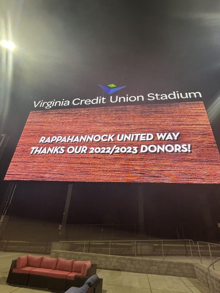 Big screen at FredNats Virginia Credit Union Stadium 