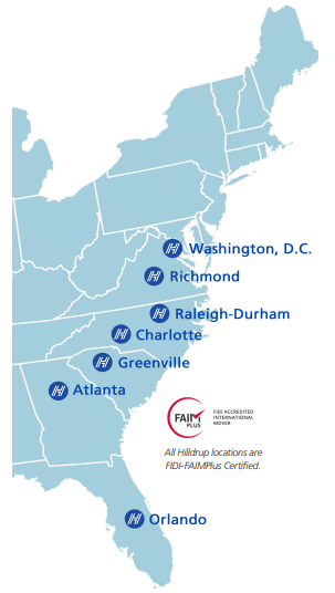 Map of Hilldrup locations with FIDIFAIM certification 