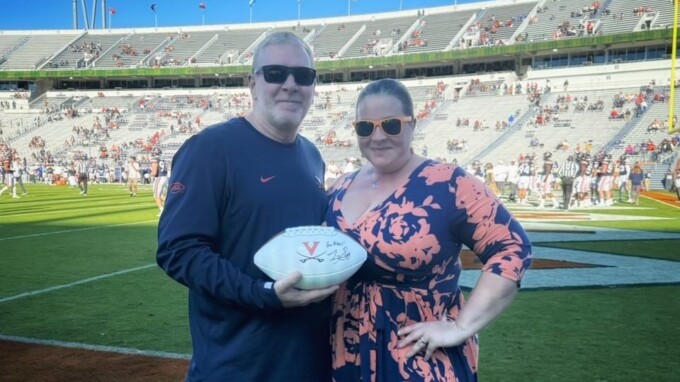 Chuck and Sara Mills at the UVA game on 11/18.