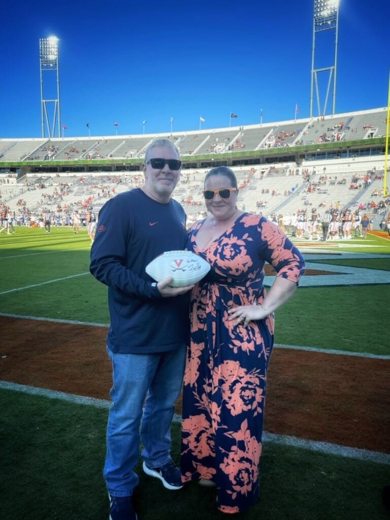 Chuck and Sara Mills at the UVA game on 11/18. 