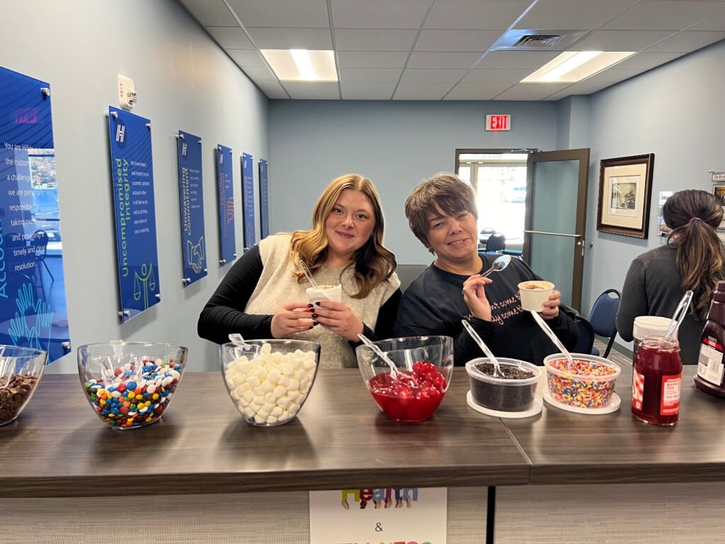 Sydney Romine and Barb Schehl during the ice cream social event. 