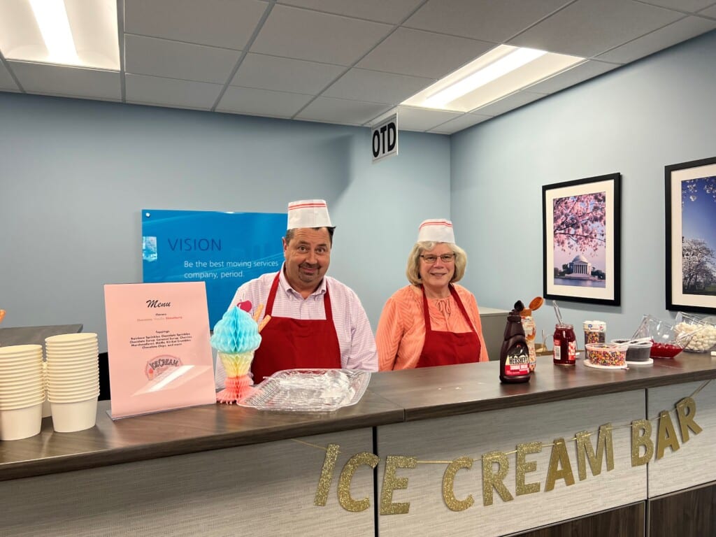 George Roth and Connie McGrath during the ice cream social event. 