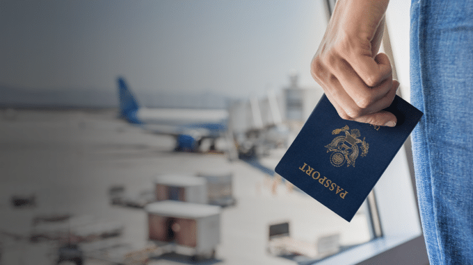 photo of a US passport in the foreground