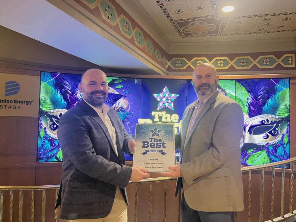 William Johnson and Steve Norton with The Best Moving Company Award from Richmond Times-Dispatch 2025.