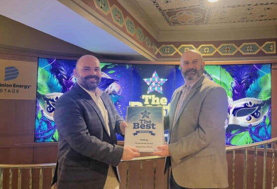 William Johnson and Steve Norton with The Best Moving Company Award from Richmond Times-Dispatch 2025.