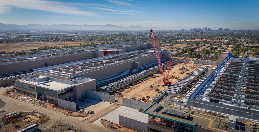 Arial view of data center construction site