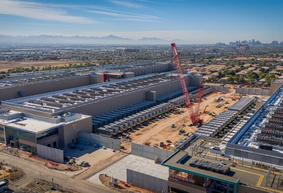 Arial view of data center construction site