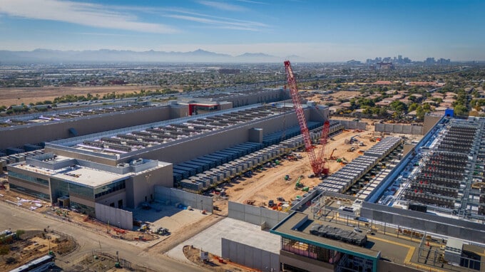 Arial view of data center construction site