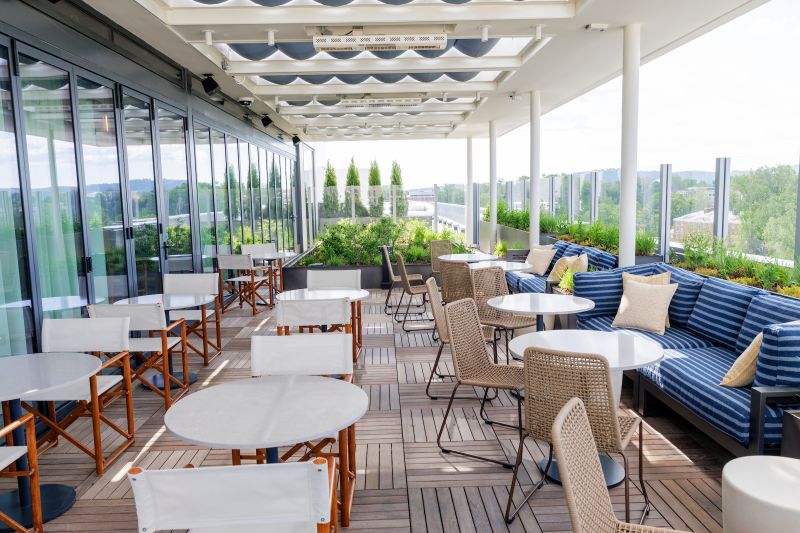 Outdoor terrace at Virginia Guesthouse in Charlottesville
