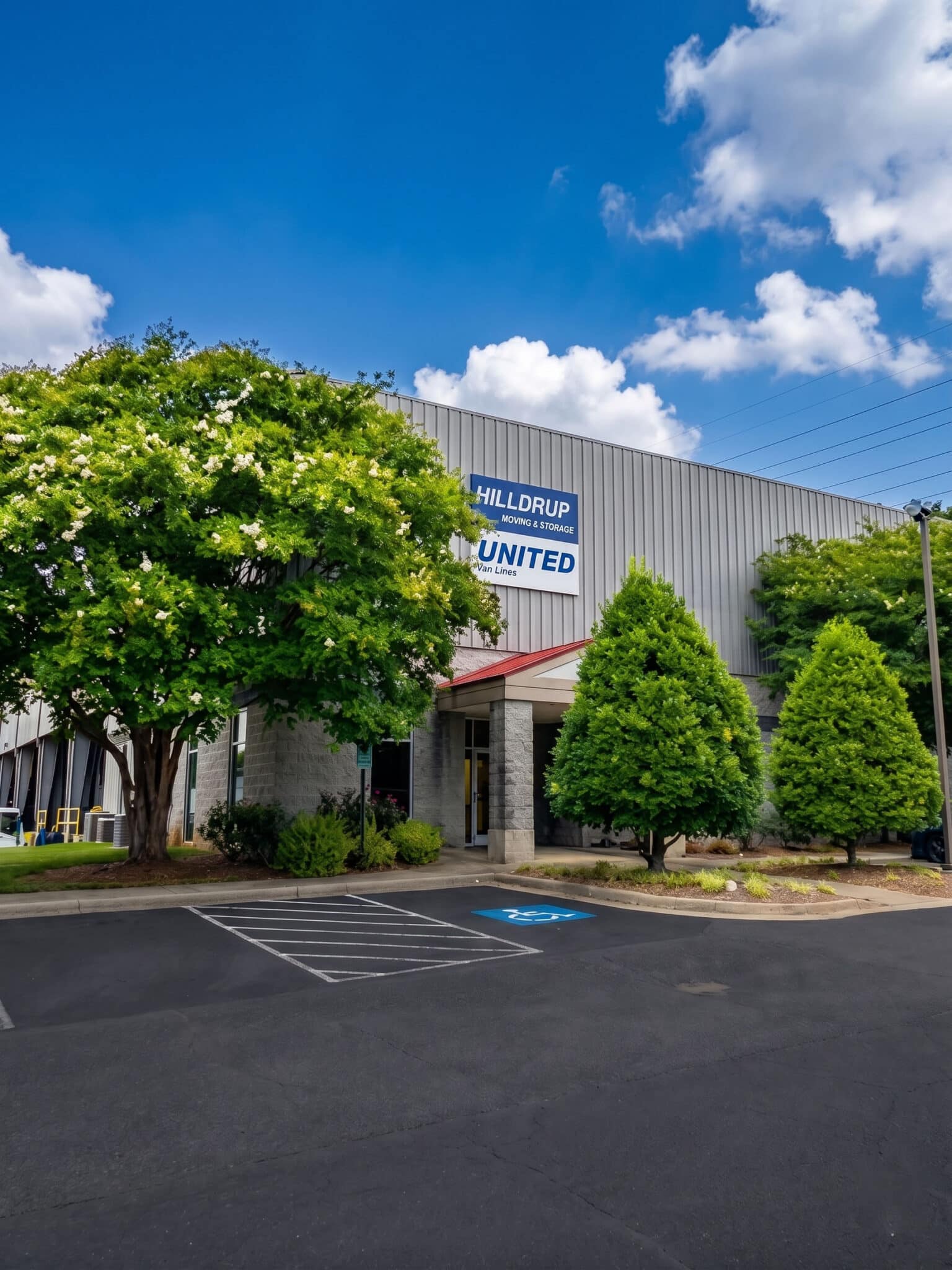 View of front entrance to Hilldrup, Charlotte warehouse.