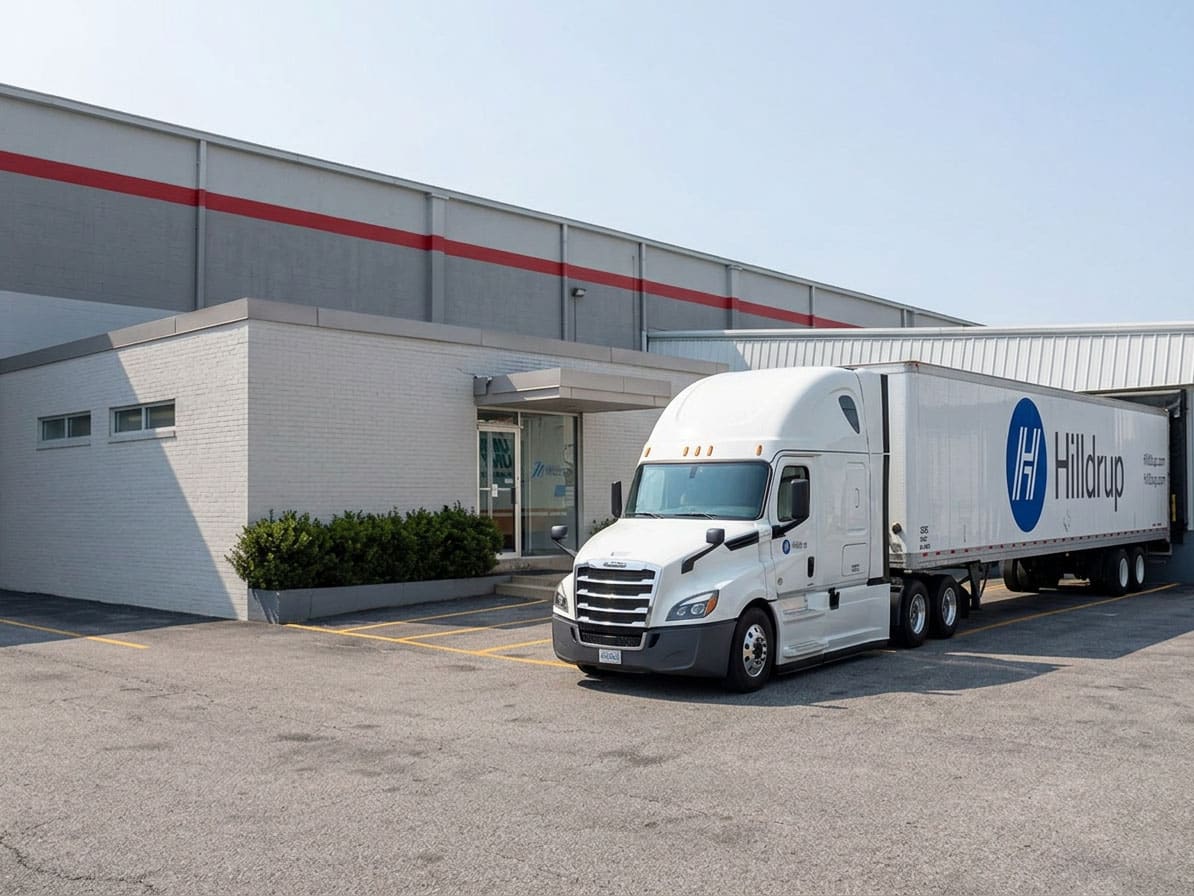 Hilldrup's Richmond Warehouse with a Hilldrup tractor trailer out front
